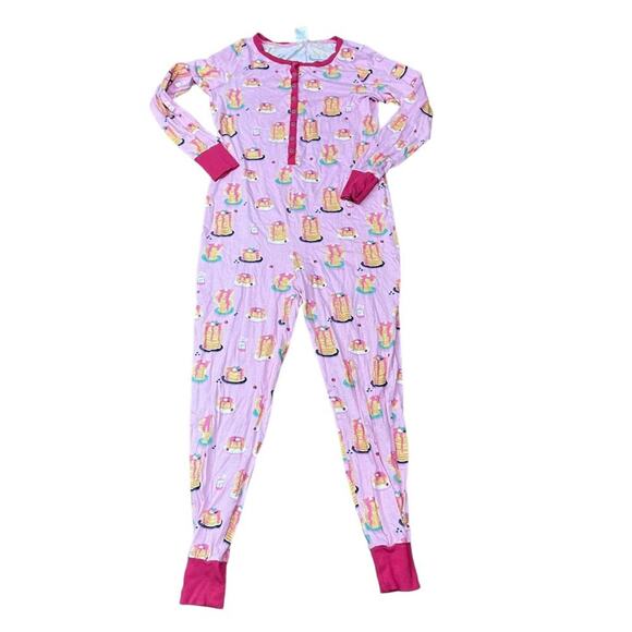 Nite Nite by Munki Munki Pancake Stacks One Piece Cotton Pajamas Medium - Picture 1 of 5